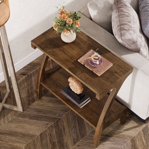 Table D'Appoint Rustique En Tranche D'Arbre Véritable - Bois Massif Avec Écorce - Ø31 Cm X H32 Cm - Style Naturel