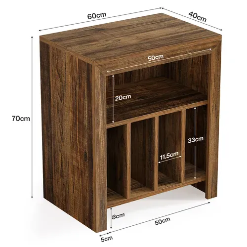 Table D'appoint Étroite, Support Pour Platine Vinyle, Meuble De Rangement Pour Disques Vinyles