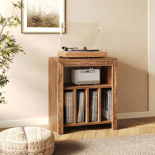Table D'appoint Étroite, Support Pour Platine Vinyle, Meuble De Rangement Pour Disques Vinyles