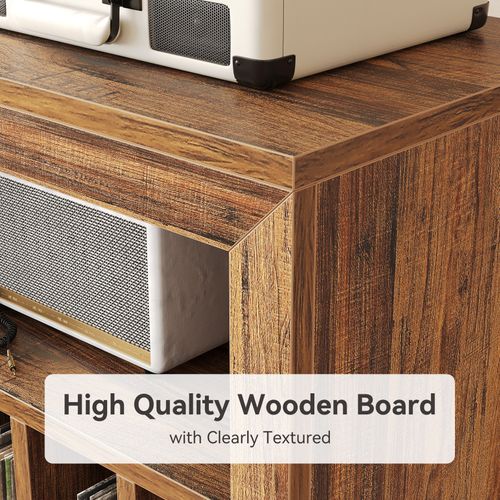 Table D'appoint Étroite, Support Pour Platine Vinyle, Meuble De Rangement Pour Disques Vinyles