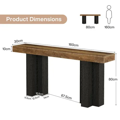 Console De 160 Cm Pour Entrée, Style Campagnard, Avec Pieds Robustes
