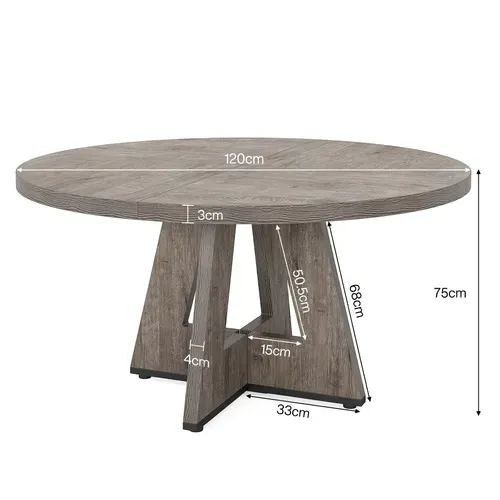 Table à Manger Ronde De 120 Cm, Table De Cuisine Pour Salle à Manger Et Salon, Grise (table Seule)