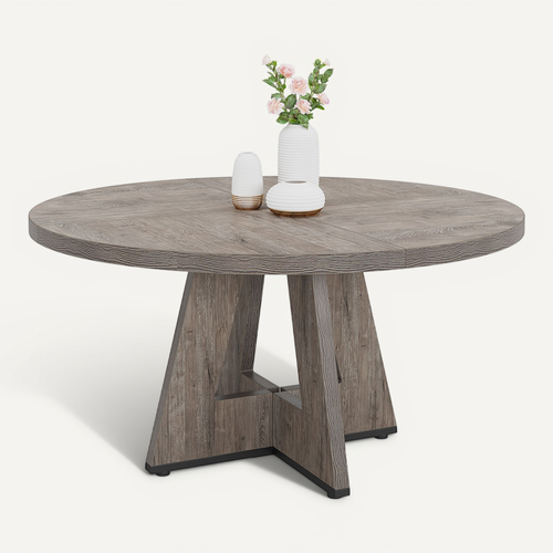 Table à Manger Ronde De 120 Cm, Table De Cuisine Pour Salle à Manger Et Salon, Grise (table Seule)