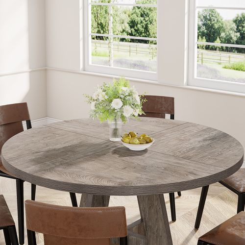 Table à Manger Ronde De 120 Cm, Table De Cuisine Pour Salle à Manger Et Salon, Grise (table Seule)