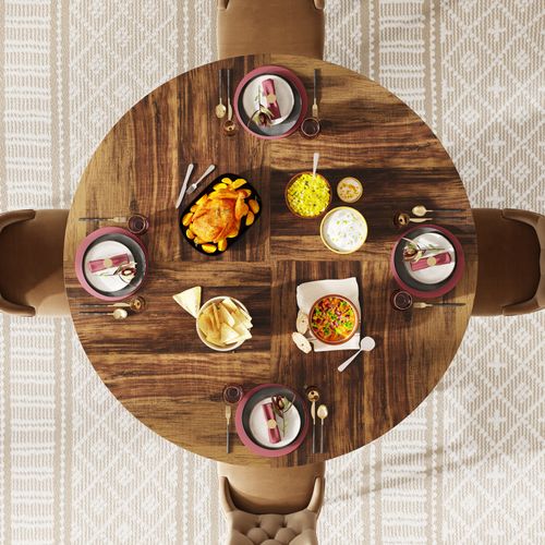 Table à Manger Ronde Pour 4 à 6 Personnes, Table De Cuisine Ronde, 119 Cm
