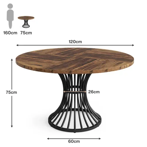 Table à Manger Ronde Pour 4 à 6 Personnes, Table De Cuisine Ronde, 119 Cm