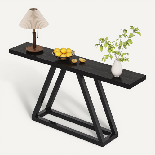 Console Étroite De 160 Cm, Table De Canapé Longue Derrière Le Canapé Pour Entrée, Couloir, Noir