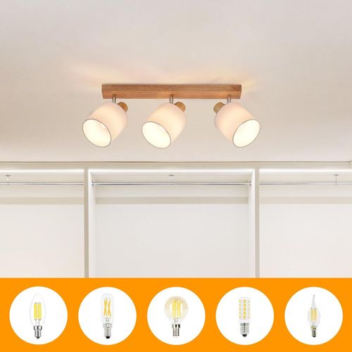 Spot 3 Modernes Bois E14 25w Rotatifs à 350°