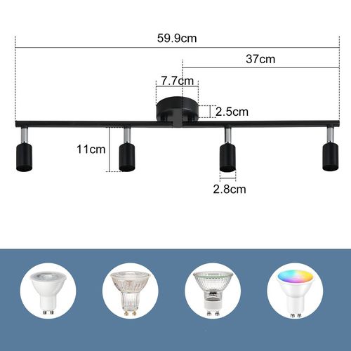 Plafonnier Orientable 6 Spots LED Noir Sablé M2OUTLET – Moderne Et Réglable