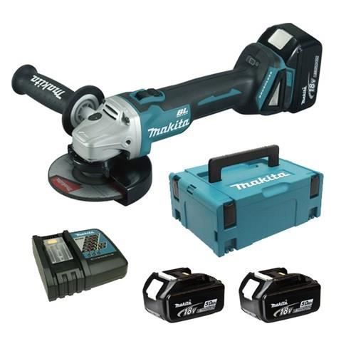 Meuleuse D'angle Brushless Ø 125 Mm 2 Batteries 18 V, Chargeur Et Coffret Makpac - Dga504rtj