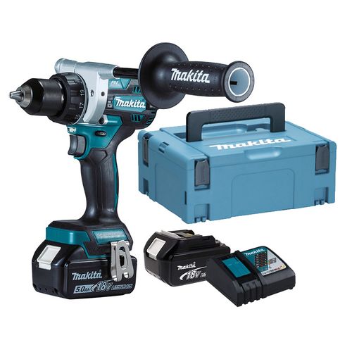 Perceuse-visseuse 18v + 2 Batteries 5ah + Chargeur Rapide + Coffret Makpac - Makita - Ddf486rtj