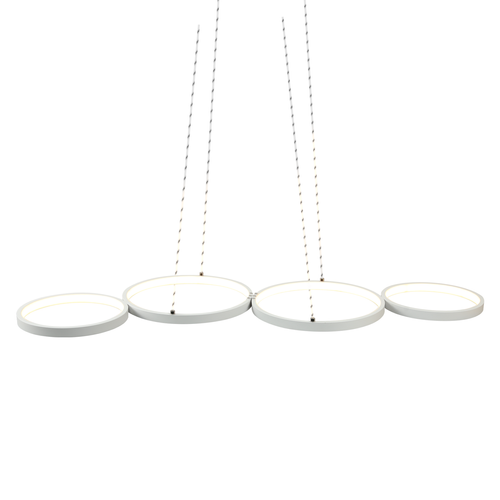 Suspension LED Blanc Moderne Diam.88cm 4 Anneaux Design Métal Dimmable Avec Télécommande