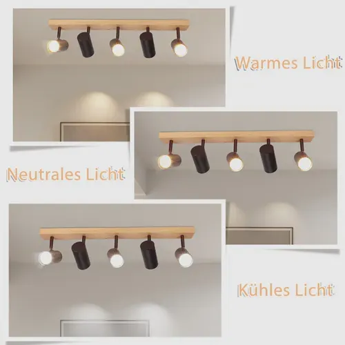Spot De Plafond 5 Flammes Bois Noir Vintage Gu10 Orientable 350°