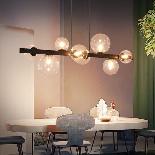 Suspension Table à Manger Lampe Suspendue Salon Suspendu G9 Suspension 8 Ampoules Verre Moderne