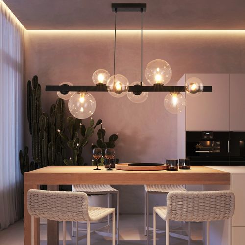 Suspension Table à Manger Lampe Suspendue Salon Suspendu G9 Suspension 8 Ampoules Verre Moderne