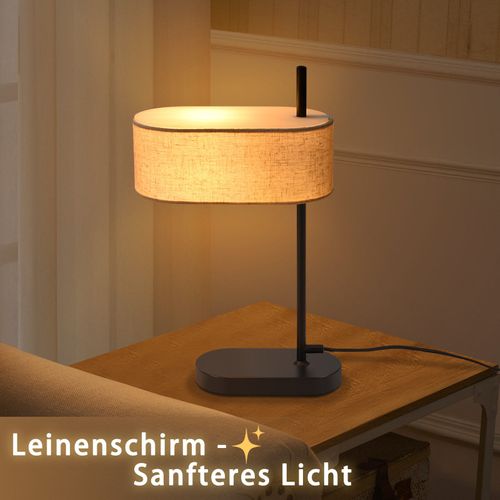 Lampe De Chevet Chambre Lampe De Table Vintage - 44,5cm E14 Lin Noir Avec Interrupteur Rétro
