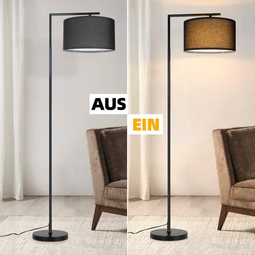 Lampadaire Salon Noir Tissu Douille E27 Max 40w Avec Interrupteur Au Pied Lampe De Lit 166cm