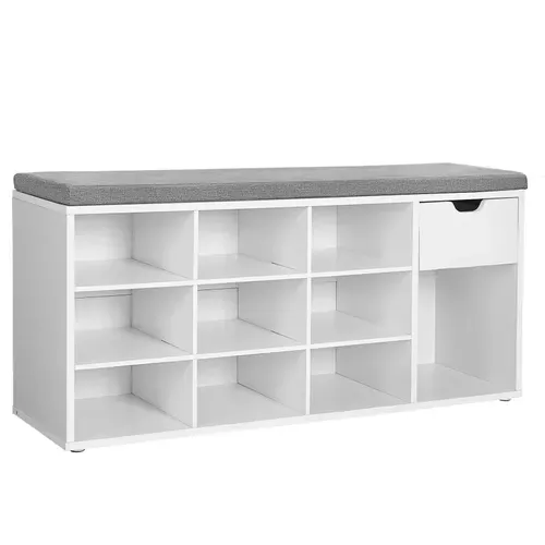 Meuble à Chaussures, Avec Tiroir Et Compartiment, Siège Rembourré, 104 X 30 X 48 Cm