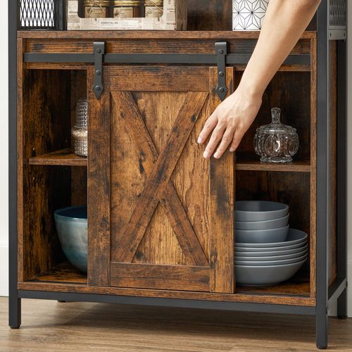 Meuble De Rangement, Style Industriel, 70 X 30 X 80 Cm, Marron Rustique, Noir
