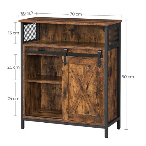 Meuble De Rangement, Style Industriel, 70 X 30 X 80 Cm, Marron Rustique, Noir