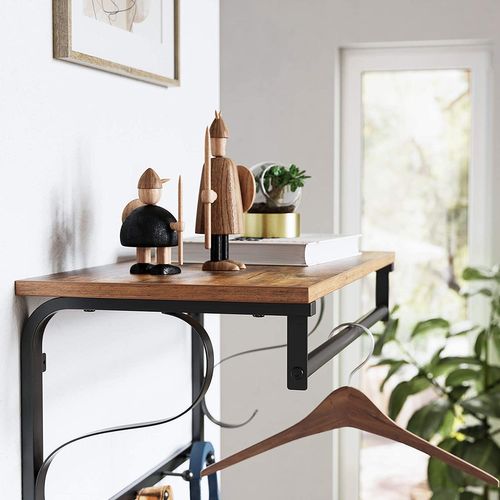 Porte-manteau Mural, Avec 5 Crochets, 1 Plateau Et 1 Barre De Suspension, Pour Entrée, Salle De Bain