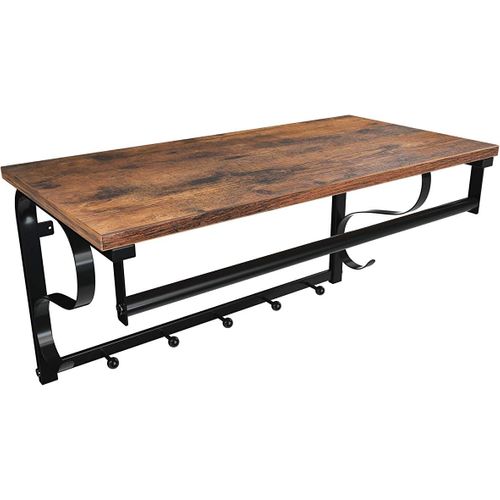 Porte-manteau Mural, Avec 5 Crochets, 1 Plateau Et 1 Barre De Suspension, Pour Entrée, Salle De Bain