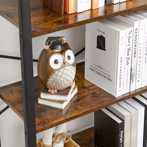 Bibliothèque, Étagère à 6 Niveaux, Style Industriel, Marron Rustique,  66 X 30 X 186 Cm