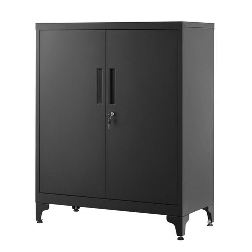 Caisson De Bureau, Verrouillable, Meuble De Rangement En Acier, Pour Bureau, Salon, Noir