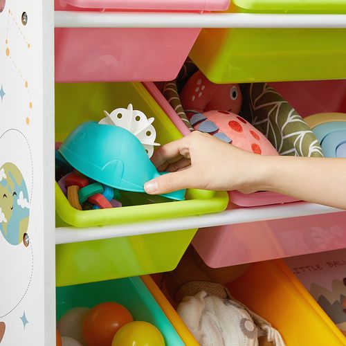 étagère Pour Jouets, Avec 16 Coffres Amovibles En Plastique, Boîtes à Jouets