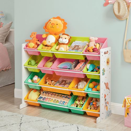 étagère Pour Jouets, Avec 16 Coffres Amovibles En Plastique, Boîtes à Jouets