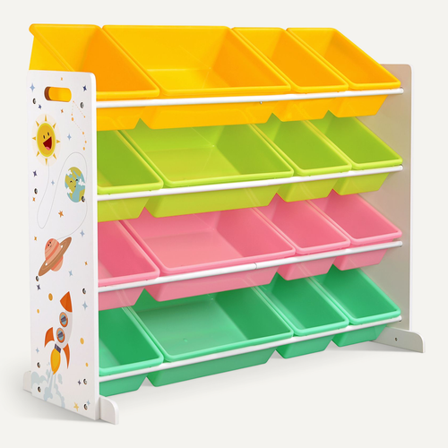 étagère Pour Jouets, Avec 16 Coffres Amovibles En Plastique, Boîtes à Jouets
