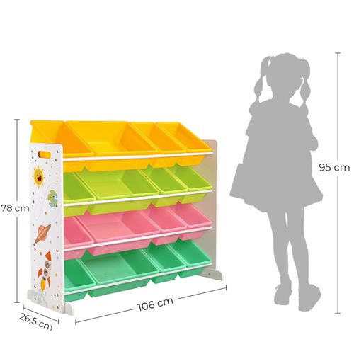 étagère Pour Jouets, Avec 16 Coffres Amovibles En Plastique, Boîtes à Jouets