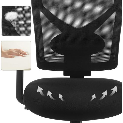 Chaise Bureau, Fauteuil De Bureau, Chaise Ergonomique, Avec Mécanisme Basculant, Noir