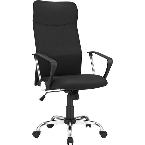 Fauteuil De Bureau, Chaise Ergonomique, Siège Rembourré Pivotant, En Tissu, Noir