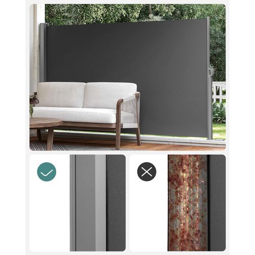 Store Latéral Rétractable, 200 X 400 Cm, Brise-vue, Gris Anthracite