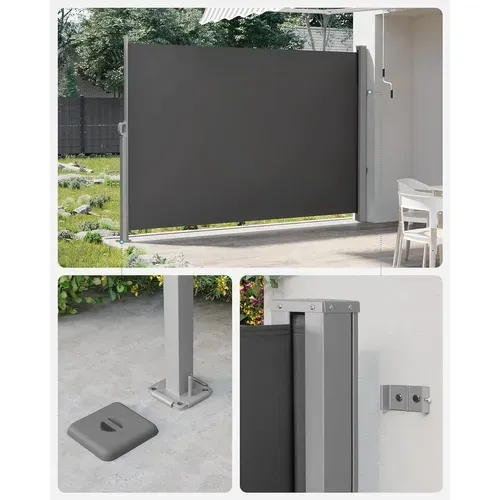 Store Latéral Rétractable, 200 X 400 Cm, Brise-vue, Gris Anthracite