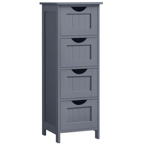 Armoire De Salle De Bain Avec 4 Tiroirs, Commode, 30 X 30 X 82 Cm, Gris