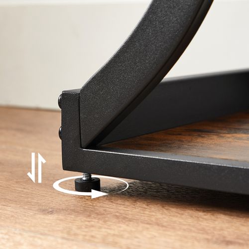 Table Console, Pieds Courbés, Dessus De Table Allongé,  Marron Rustique Et Noir