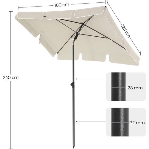 Parasol Rectangulaire 1,8 X 1,25 M, Protection Upf 50+, Ombrelle, Terrasse