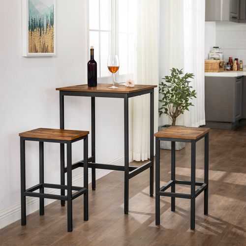 Table Haute, Table De Bar Carrée, 60 X 60 X 92 Cm, Style Industriel, Marron Rustique