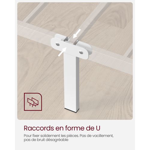 Lit 140 X 190 Cm, Structure De Lit En Métal, Blanc