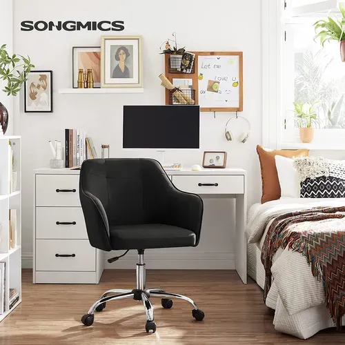 Fauteuil De Bureau, Chaise Pivotante Confortable, Réglable En Hauteur, Noir