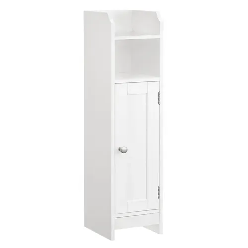 Armoire De Salle De Bain, Étagères Réglables, 1 Porte, 18 X 20 X 80 Cm, Blanc