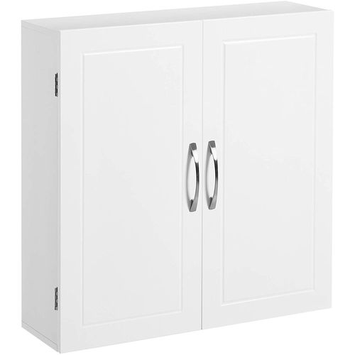 Armoire De Salle De Bain, 2 Portes, Avec 2 étagères, 60 X 18 X 60 Cm, Blanc Mat