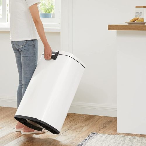 Poubelle De Cuisine 50l à Pédale, Avec Seau Intérieur En Plastique, Couvercle, Anti-odeur, Blanc