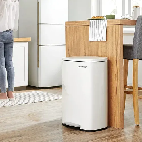 Poubelle De Cuisine 50l à Pédale, Avec Seau Intérieur En Plastique, Couvercle, Anti-odeur, Blanc