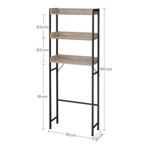 Meuble WC Avec Etagères 63x25x165 Cm - Grège Et Noir