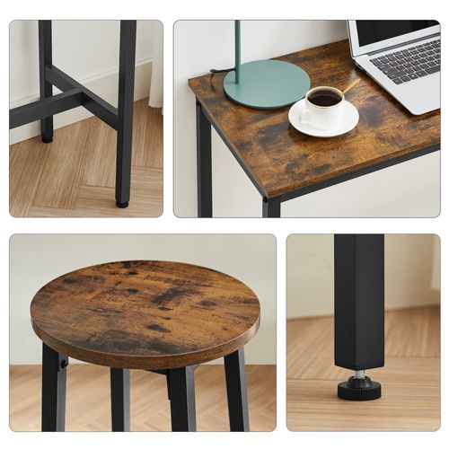 Ensemble De Table Et Tabourets Hauts, Pour Salle à Manger, Style Industriel, Marron Rustique Et Noir