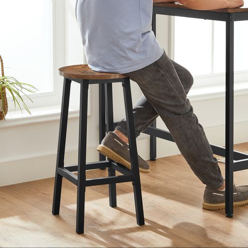 Ensemble De Table Et Tabourets Hauts, Pour Salle à Manger, Style Industriel, Marron Rustique Et Noir