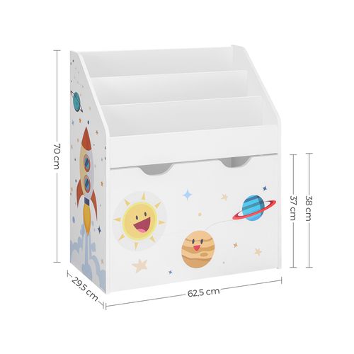 Étagère Pour Jouets, 3 Compartiments, Boîte à Jouets Avec Roulettes, Blanc
